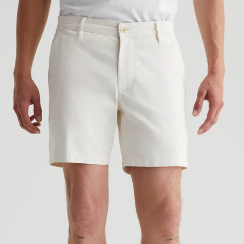 Adriano Goldschmied AG Jeans Cipher 7” Slim Short in Coconut Milk Off White, 33